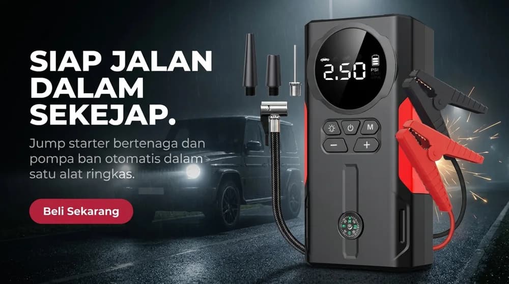 Indonesian poster: 6 in 1 portable jump starter t