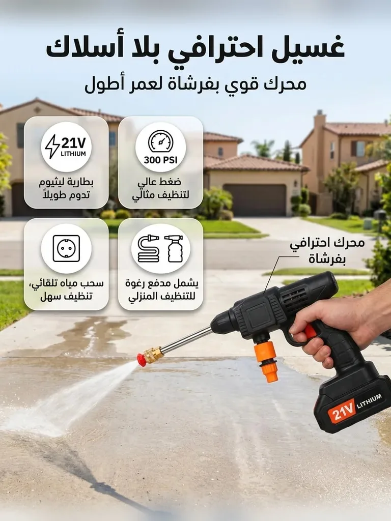 21V Cordless High Pressure Car Washer: Features section